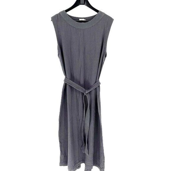 Faherty Womens Organic Cotton Dream Costa Midi Dress Washed Black Large NWOT - Picture 2 of 10